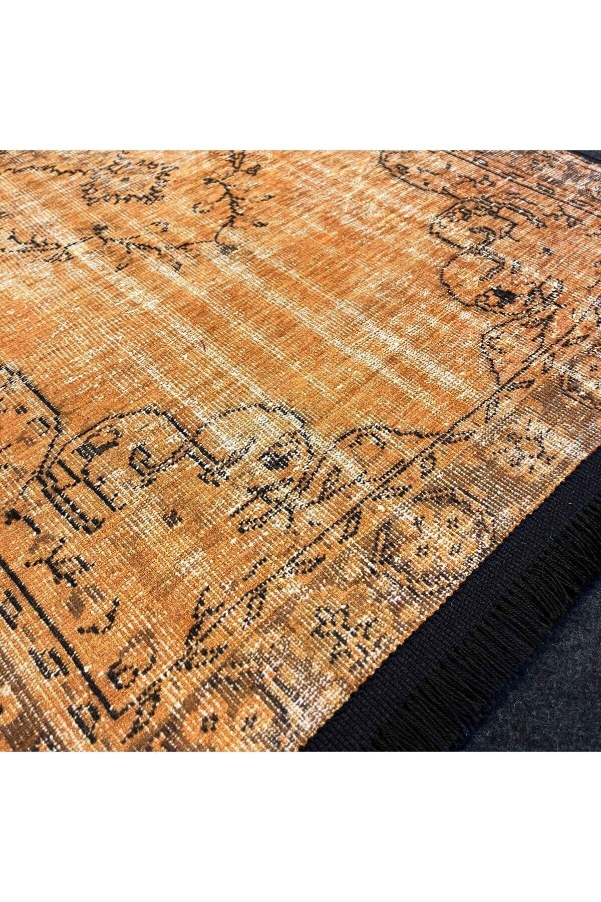 Yumuşak Dokulu Bambu Soft Kilim - Vintage Saçaklı Dijital Baskı HV-SK-919