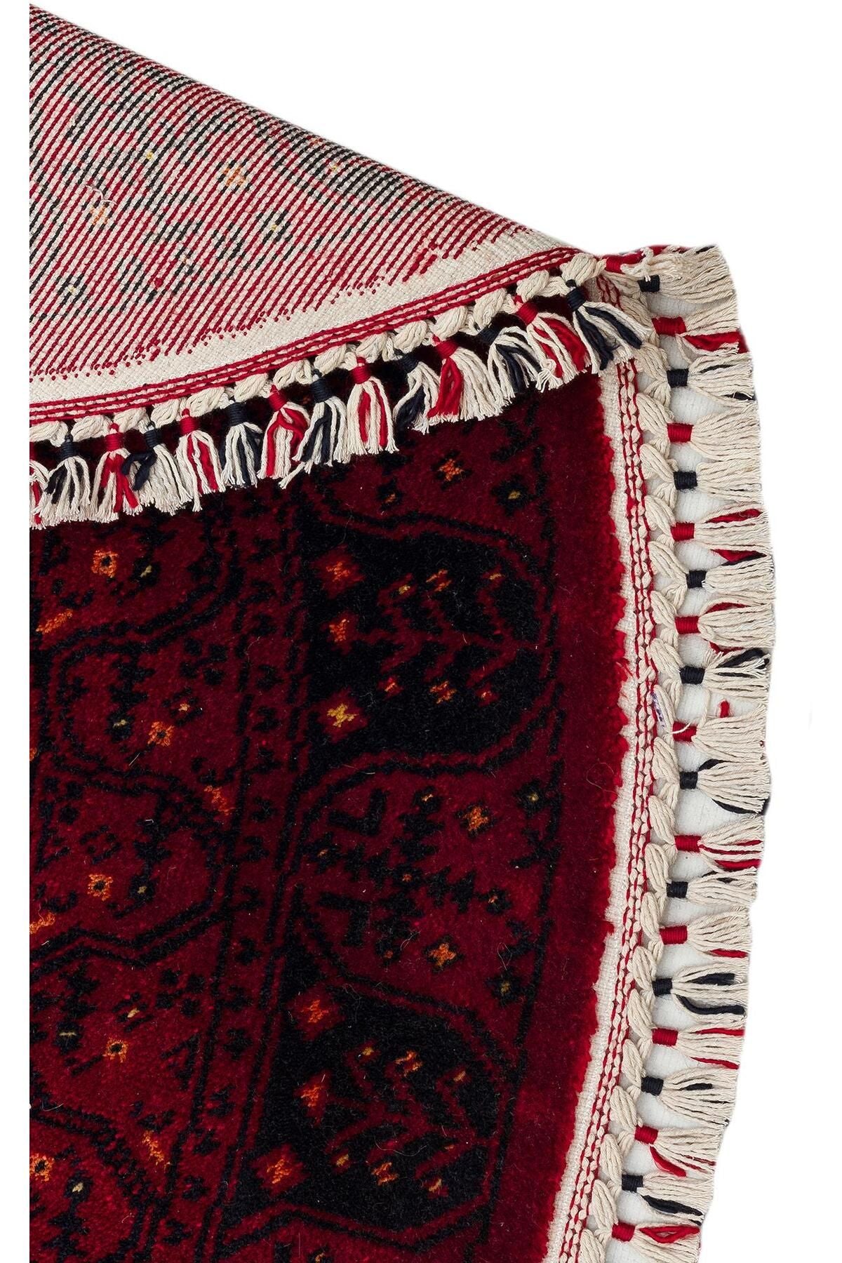NOSTALJI 959 RED Q Afgan/Yağcıbedir Desenli El Emeği Özel Tezgahlarda Üretilen Modern Uşak Halısı