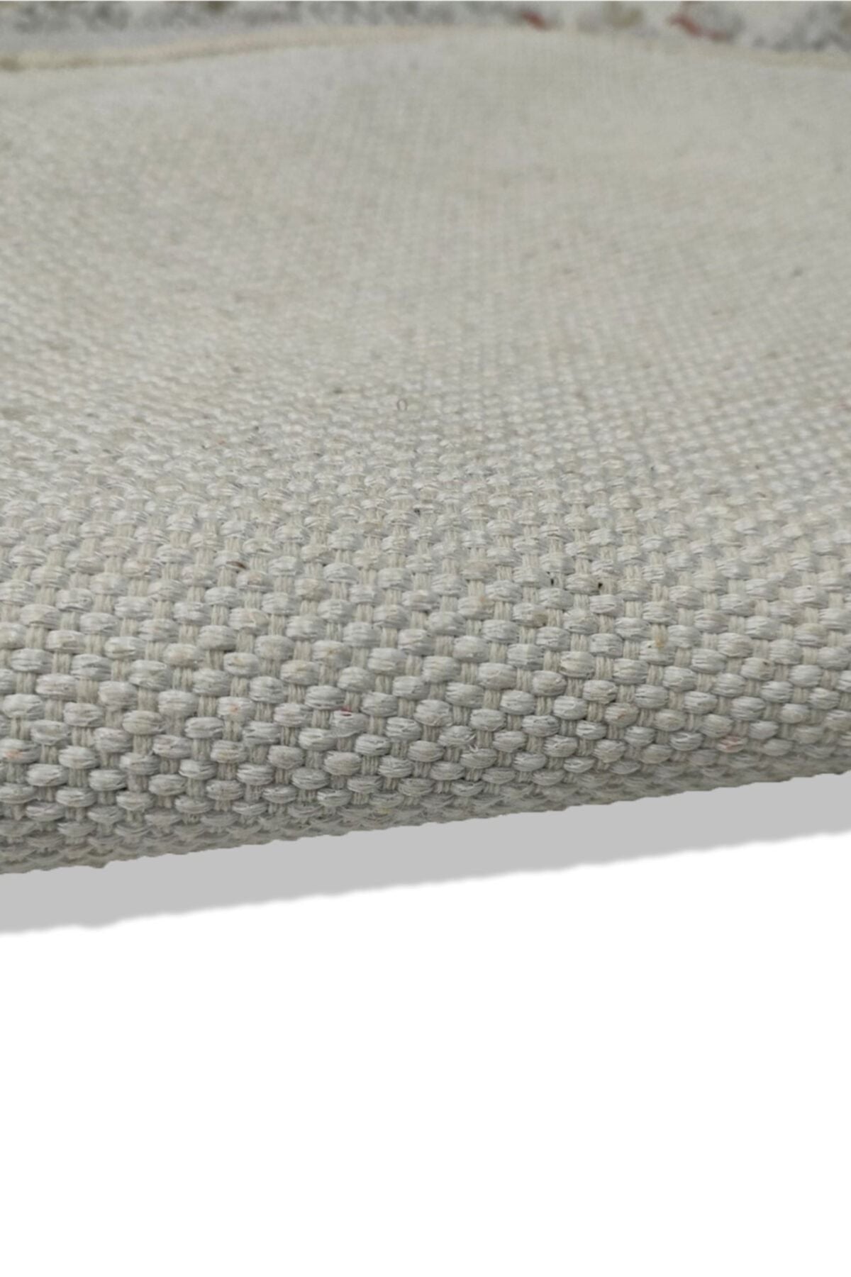 Cotton Serisi Beyaz Siyah Iskandinav Eskitme Desenli Dekoratif Dokuma Taban Kilim