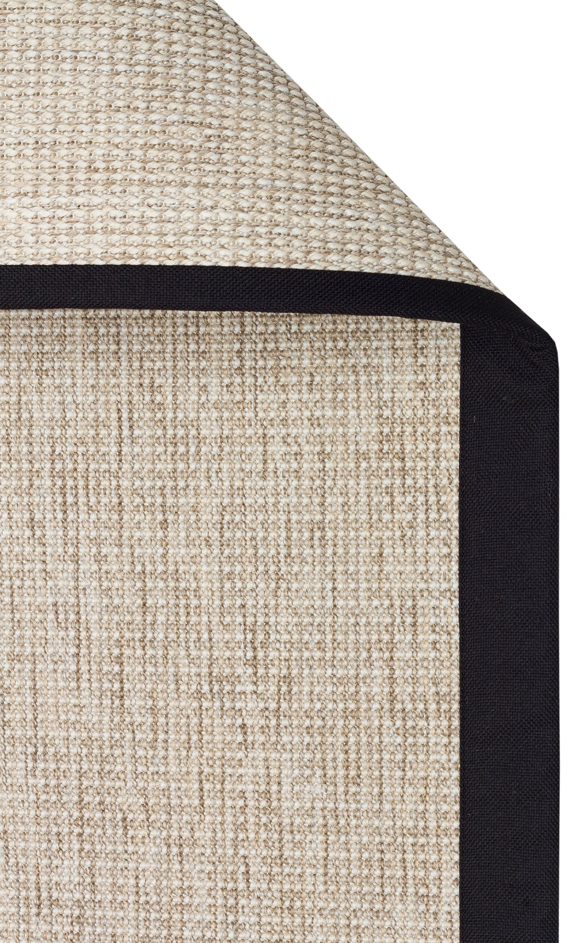 Siyah Kumaş Bordürlü Bej Sisal Halı - El Yapımı, Dayanıklı, Modern Tasarım - ZHR_2703_L.Beige_BRD_Black