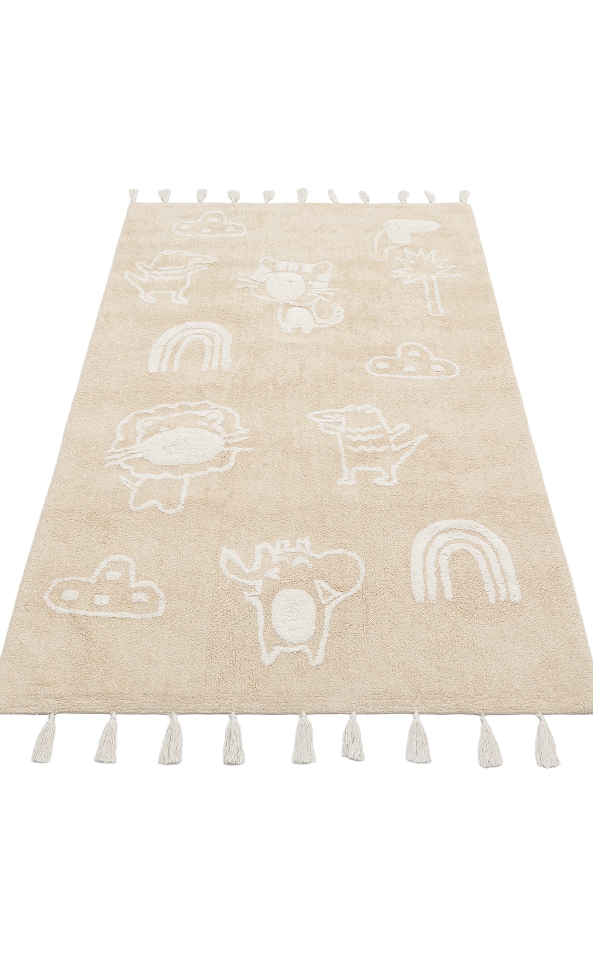 COTTON BOON XXW CBN 16 BEIGE XXW Yıkanabilir Kaymaz Tabanlı Naturel Pamuk Bebek Halısı'nın temizlenmesinin kolaylığı