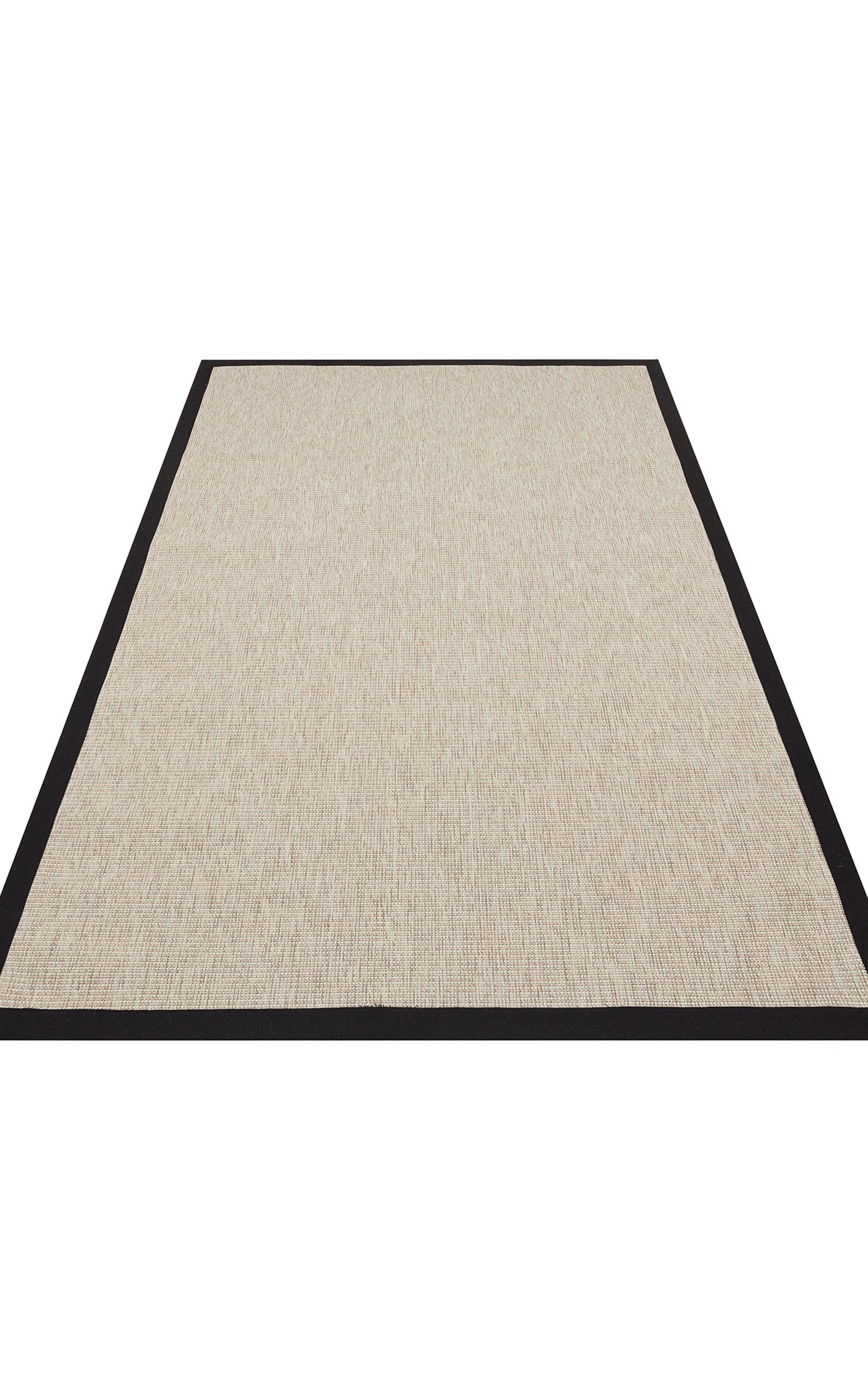 Siyah Kumaş Bordürlü Bej Sisal Halı - El Yapımı, Dayanıklı, Modern Tasarım - ZHR_2703_L.Beige_BRD_Black