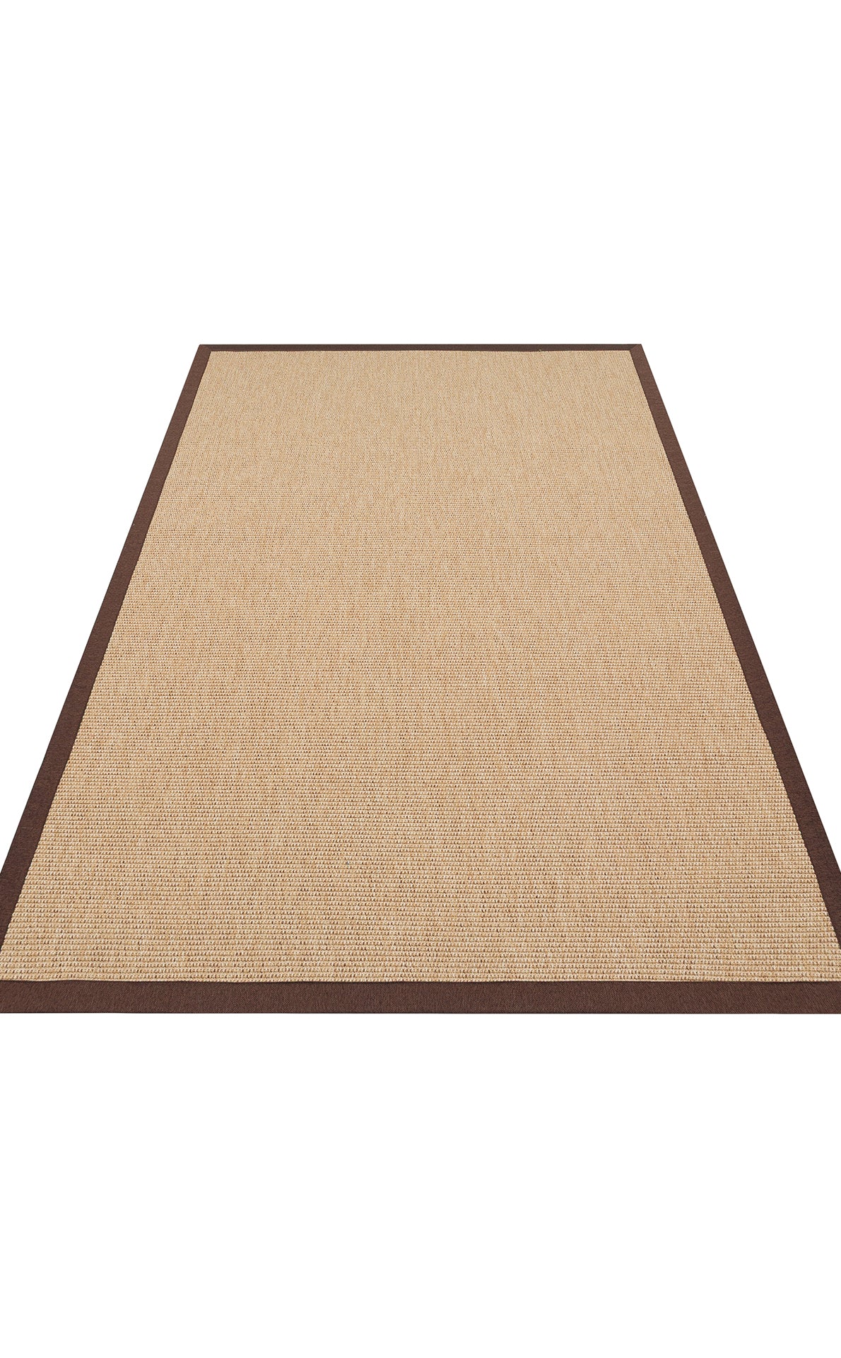 Çikolata Kahve Kumaş Bordürlü Bej Sisal Halı - El Yapımı, Dayanıklı, Modern Tasarım - ZHR_2702_Gold_BRD_Brown_Mix