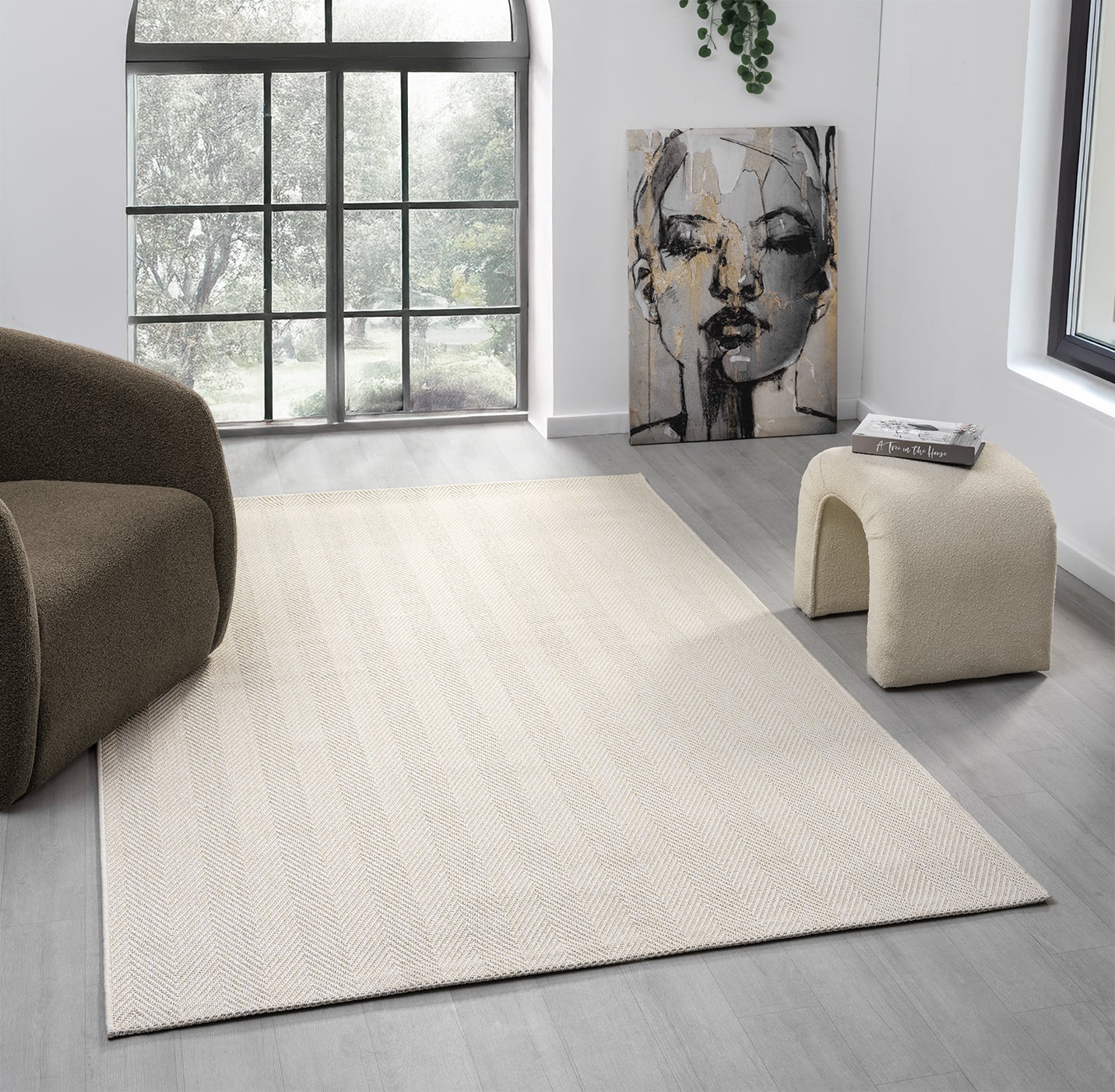 Halı Vagonu Himalaya 665 krem Sisal Halı'nın overlok kenar bitimi.