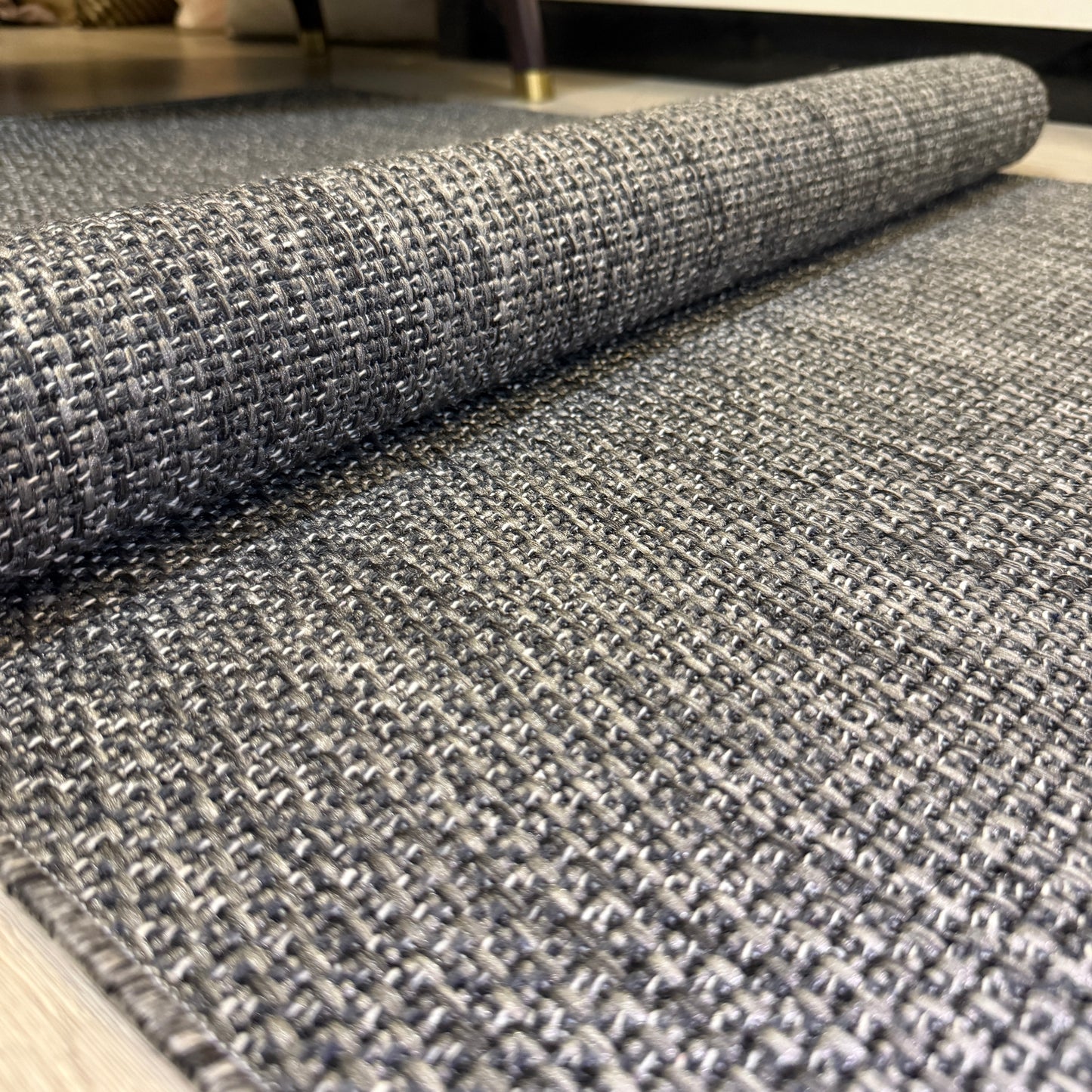 Halı Vagonu JS9901 Gri Antasit Tonlarında Jüt Sisal Halı - Kaymaz ve Dayanıklı, Hav Yapmaz