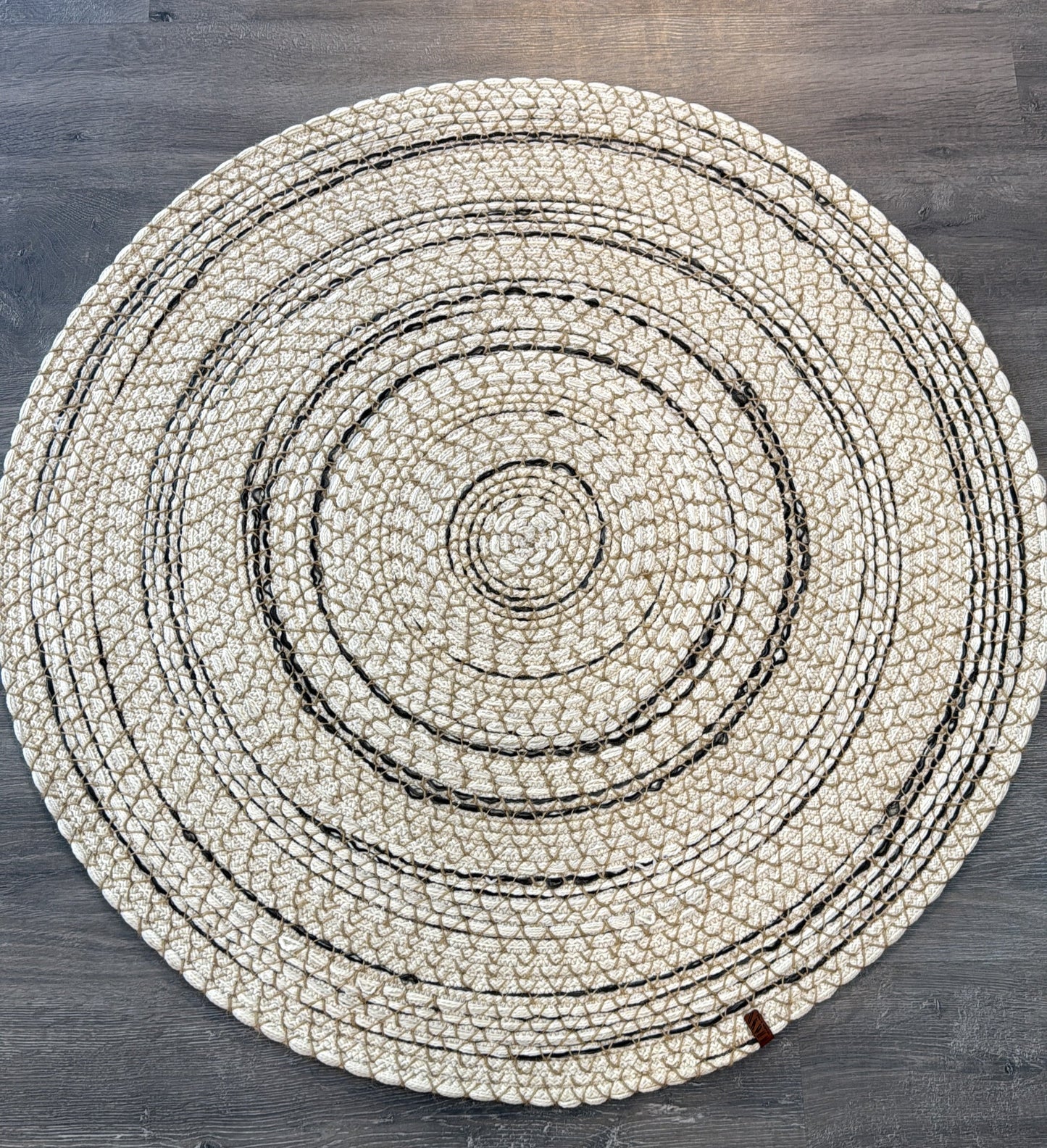 100cm Yuvarlak Çift Taraflı Jüt Pamuk Doğal Örgü Halı (Kopya)