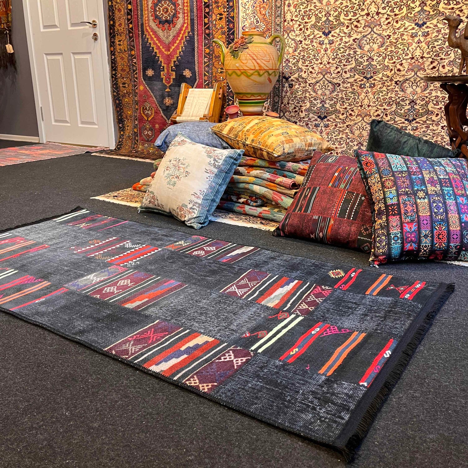 Soft Kilim, Yumuşak Dokulu Bambu Soft Bambu Dokulu Kilim - Patchwork Saçaklı Dijital Baskı