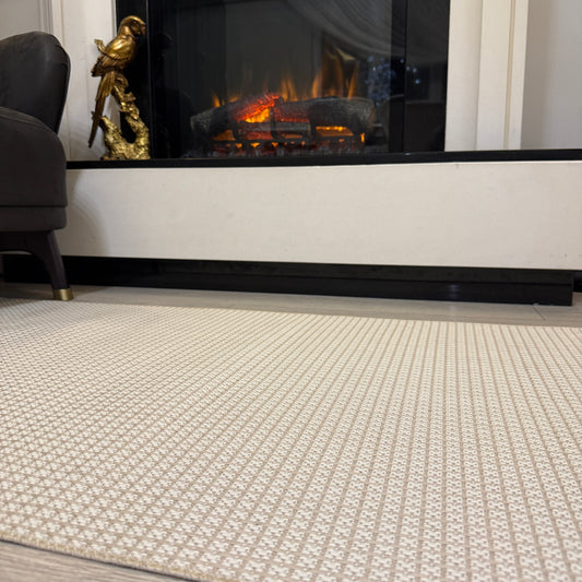 Halı Vagonu JS9902 Krem Bej Tonlarında Jüt Sisal Halı - Kaymaz ve Dayanıklı, Hav Yapmaz
