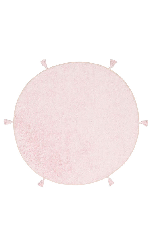 COTTON BOON CBN PLAIN POWDER yıkanabilir kaymaz tabanlı naturel pamuk bebek halısı detaylarıyla gösteriliyor.