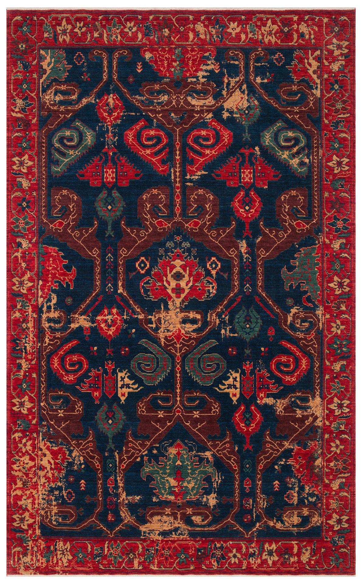 Kadim Yün Kara Tezgah Halısı, vintage Anadolu motifleriyle bezeli ve Yeni Zellanda yününden el emeğiyle üretilmiş şık bir halıdır.