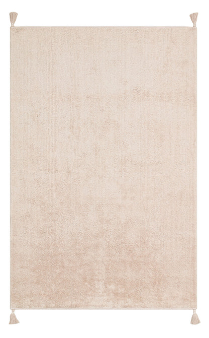 COTTON BOON CBN PLAIN BEIGE Yıkanabilir Kaymaz Tabanlı Naturel Pamuk Bebek Halısı detaylı görünümü.