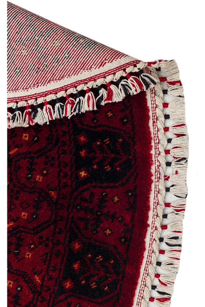 NOSTALJI 959 RED Q  Afgan/Yağcıbedir Desenli El Emeği Özel Tezgahlarda Üretilen Modern Uşak Halısı