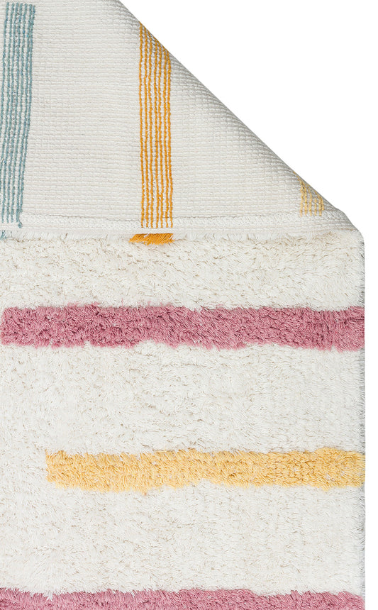 COTTON BOON XW CBN 03 MUTLY XW model yıkanabilir kaymaz tabanlı naturel pamuk bebek halısının güzel desenleri.