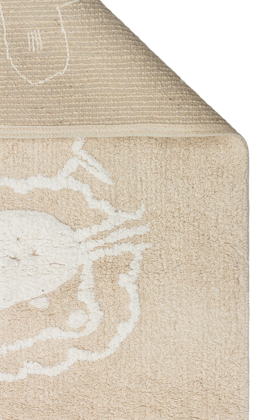 COTTON BOON XXW CBN 16 BEIGE XXW Yıkanabilir Kaymaz Tabanlı Naturel Pamuk Bebek Halısı'nın kenar detayları