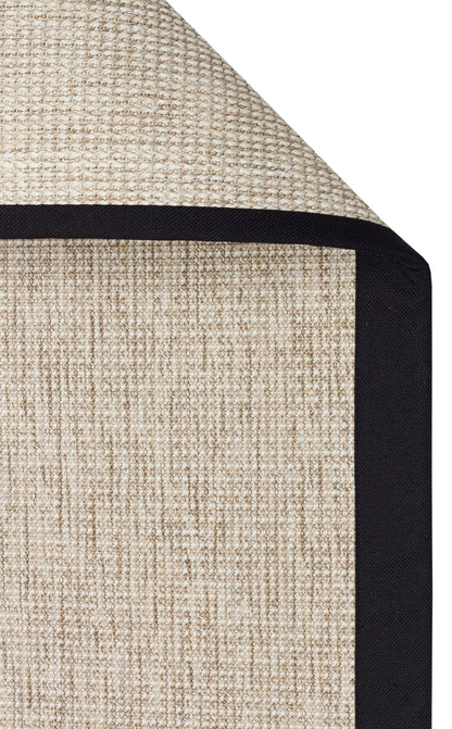 Siyah Kumaş Bordürlü Bej Sisal Halı - El Yapımı, Dayanıklı, Modern Tasarım - ZHR_2703_L.Beige_BRD_Black
