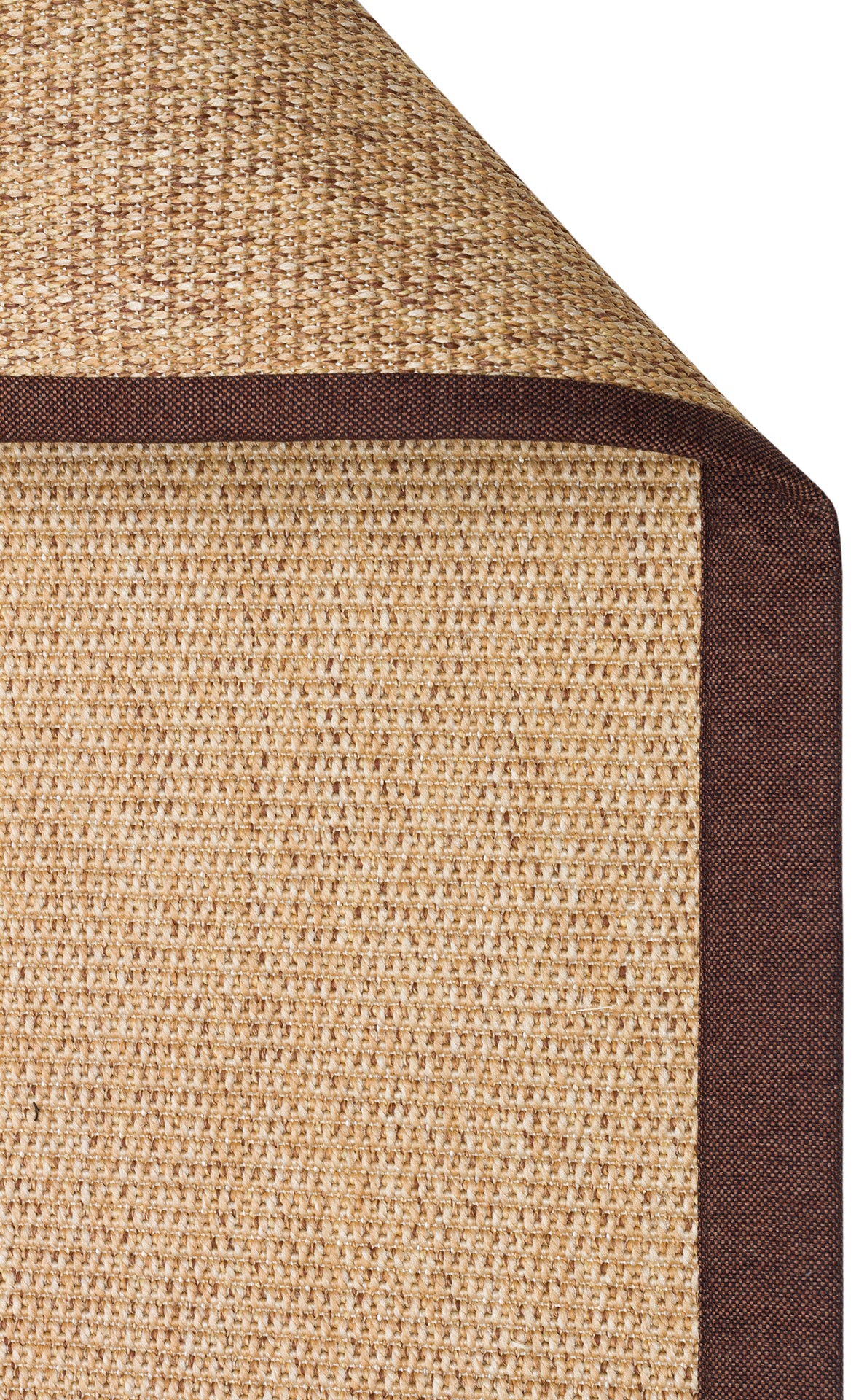 Çikolata Kahve Kumaş Bordürlü Bej Sisal Halı - El Yapımı, Dayanıklı, Modern Tasarım - ZHR_2702_Gold_BRD_Brown_Mix