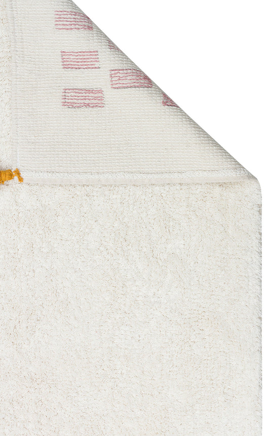 COTTON BOON XW CBN 04 MULTY XW yıkanabilir kaymaz tabanlı naturel pamuk bebek halısının üst görünümü
