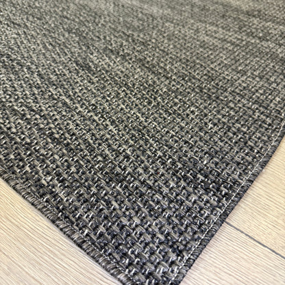 Halı Vagonu JS9901 Gri Antasit Tonlarında Jüt Sisal Halı - Kaymaz ve Dayanıklı, Hav Yapmaz