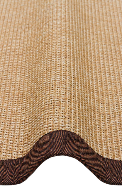 Çikolata Kahve Kumaş Bordürlü Bej Sisal Halı - El Yapımı, Dayanıklı, Modern Tasarım - ZHR_2702_Gold_BRD_Brown_Mix