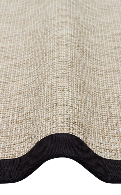 Siyah Kumaş Bordürlü Bej Sisal Halı - El Yapımı, Dayanıklı, Modern Tasarım - ZHR_2703_L.Beige_BRD_Black