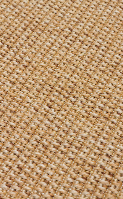 Çikolata Kahve Kumaş Bordürlü Bej Sisal Halı - El Yapımı, Dayanıklı, Modern Tasarım - ZHR_2702_Gold_BRD_Brown_Mix