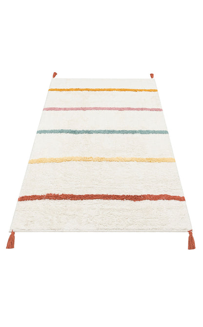 COTTON BOON XW CBN 01 MULTY XW Yıkanabilir Kaymaz Tabanlı Naturel Pamuk Bebek Halısı