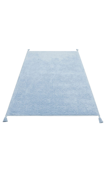 COTTON BOON CBN PLAIN BLUE Yıkanabilir Kaymaz Tabanlı Naturel Pamuk Bebek Halısı Kullanışlı Özellikleri