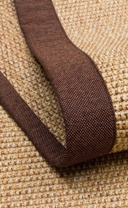 Çikolata Kahve Kumaş Bordürlü Bej Sisal Halı - El Yapımı, Dayanıklı, Modern Tasarım - ZHR_2702_Gold_BRD_Brown_Mix