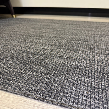 Halı Vagonu JS9901 Gri Antasit Tonlarında Jüt Sisal Halı - Kaymaz ve Dayanıklı, Hav Yapmaz