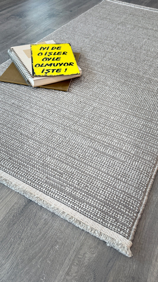 Halı Vagonu Alpaka 8003 Gri Sisal Dokuma Makine Halısı