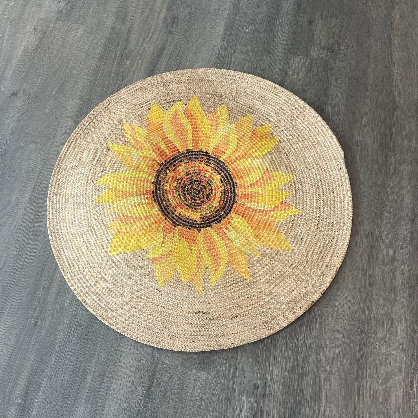 80cm Yuvarlak Çift Taraflı Jüt Görünümlü Örgü Halı