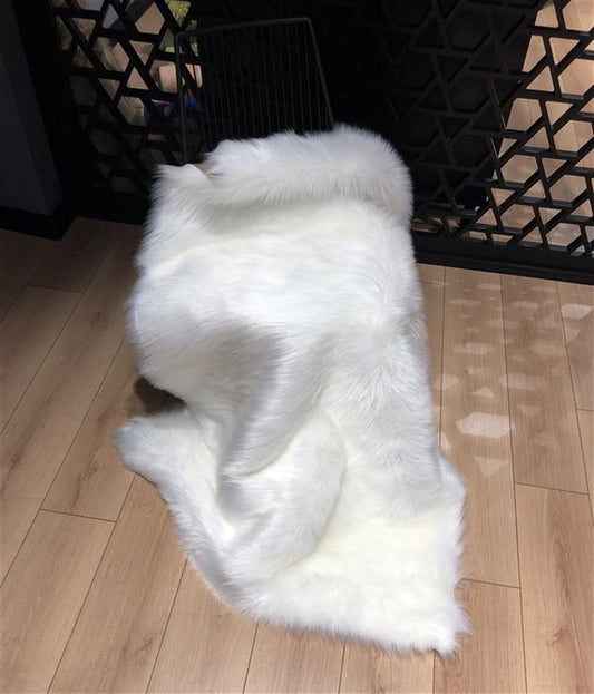 Halı Vagonu Beyaz Renkli Uzun Tüylü Exclusive Post - Akrilik ve polyester yapısıyla konfor sağlayan şık bir halı.